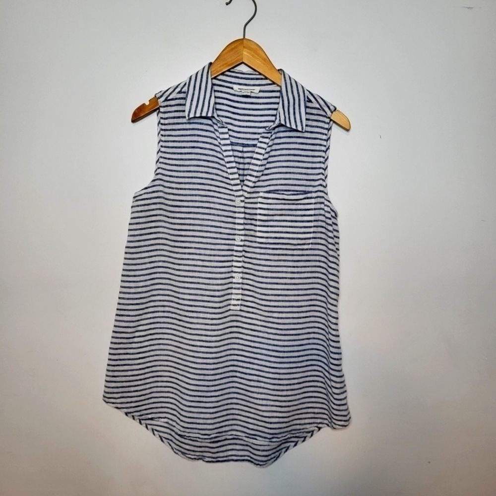 BeachLunchLounge Collection Striped Linen Top Size M